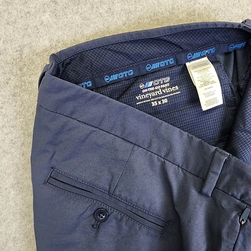 Vineyard Vines On The Go OTG Pants Men's 35x30 Blue Chino Golf Performance